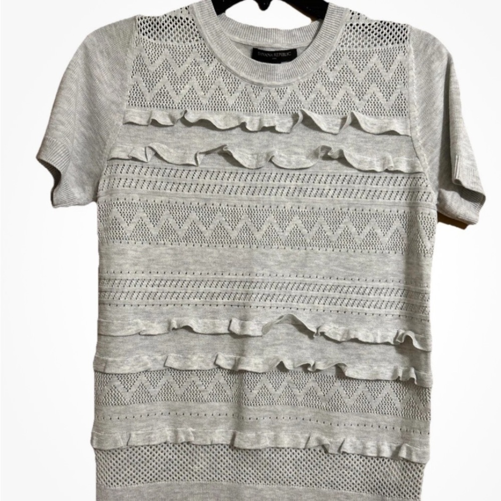Banana Republic Light Gray Textured BOHO Sweater
